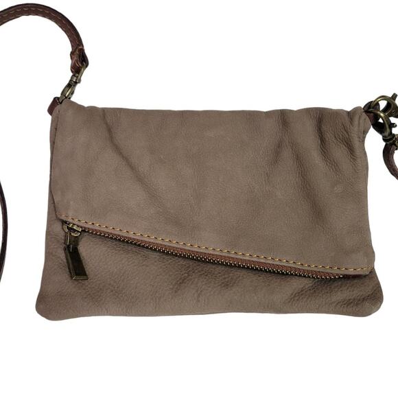 Toscana Convertible Bag Brown Foldover Crossbody Leather Minimalist Clutch Pouch - Picture 9 of 14